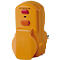 Prise intermédiaire orange avec bouton test rouge et bouton reset orange. Inscription 'TEST BEFORE USE'.
