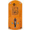 Adaptateur orange, dos avec données techniques et marquage CE. Écriture noire: brennenstuhl, BDI-A 2 30, 16A, 3500W, IP54.