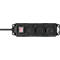 Brennenstuhl buitencontactdoosstrook, 3-voudig, met schakelaar, 2 m kabel, zelfsluitende afdekking, IP44, L 60 x B 340 x D 115 mm, zwart