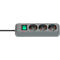 Brennenstuhl Eco-Line contactdoosstrook, 3 contactdozen met randaarde, 45° opstelling, verhoogde aanrakingsbeveiliging, 1,5 m snoerlengte, L 215 x B 95 x D 60, zilvergrijs