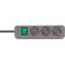 Brennenstuhl Eco-Line contactdoosstrook, 3 contactdozen met randaarde, 45° opstelling, verhoogde aanrakingsbeveiliging, 1,5 m snoerlengte, L 215 x B 95 x D 60, zilvergrijs