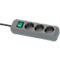 Brennenstuhl Eco-Line contactdoosstrook, 3 contactdozen met randaarde, 45° opstelling, verhoogde aanrakingsbeveiliging, 1,5 m snoerlengte, L 215 x B 95 x D 60, zilvergrijs