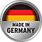 Autocollant rond avec le drapeau allemand et l'inscription "MADE IN GERMANY".