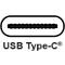 USB-Typ-C-Symbol mit Schriftzug. Rechteck mit abgerundeten Ecken und Innenlinien.