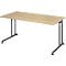 Breno bureau, handmatig in hoogte verstelbaar, horizontale kabelgoot, B 1600 x D 800 x H 680-820 mm, spaanplaat &amp; staal, eik/grafiet