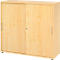 Breno schuifdeurkast, afsluitbaar, spaanplaat, gemelamineerd, B 1200 x D 400 x H 1100 mm, 3 dossierhoogtes, ahorn/mapulier