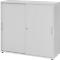 Breno schuifdeurkast, afsluitbaar, spaanplaat, gemelamineerd, B 1200 x D 400 x H 1100 mm, 3 dossierhoogtes, lichtgrijs/lichtgrijs
