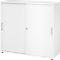 Breno schuifdeurkast, afsluitbaar, spaanplaat, gemelamineerd, B 1200 x D 400 x H 1100 mm, 3 dossierhoogtes, wit/wit