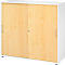 Breno schuifdeurkast, afsluitbaar, spaanplaat, gemelamineerd, B 1200 x D 400 x H 1100 mm, 3 ordnerhoogtes, wit/mapele