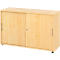 Breno schuifdeurkast, afsluitbaar, spaanplaat, gemelamineerd, B 1200 x D 400 x H 748 mm, 2 dossierhoogtes, ahorn/mapulier