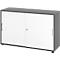 Breno schuifdeurkast, afsluitbaar, spaanplaat, gemelamineerd, B 1200 x D 400 x H 748 mm, 2 dossierhoogtes, grafiet/wit