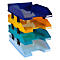 Briefablage Set Exacompta BEE BLUE Combo-Midi, 4-teilig, für Format A4+, stapelbar, Etikettenhalter, Blauer Engel, Polystyrol, mehrfarbig