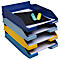 Briefablage Set Exacompta BEE BLUE Combo-Midi, 4-teilig, für Format A4+, stapelbar, Etikettenhalter, Blauer Engel, Polystyrol, mehrfarbig