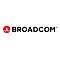 Das Broadcom Firmenlogo besteht aus einem roten Kreis mit einem weißen Liniendiagramm und dem schwarzen Schriftzug Broadcom.