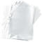 Close-up of transparent document sleeves, perforated for filing.