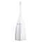 Ensemble brosse de toilette blanc brillant au design moderne en forme de goutte.
