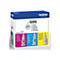 Produktverpackung für Brother BT5000 Tinten-Nachfüllflaschen in Magenta, Cyan und Gelb.