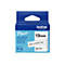 Blau-weiße Brother P-Touch Schriftbandkassette. Aufschrift: "Black on White Tape", 12mm, Btag-231.