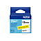 Blau-weiße Brother P-Touch-Beschriftungskassette, "Black on Yellow Tape". Schriftzug: 12mm, Btag-631, 4m.