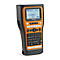 Een zwart, oranje en grijze labelmaker met een scherm en toetsenbord. Op het scherm staat "PT-E560BT."