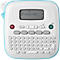 Wit en lichtblauwe labelprinter met een scherm en toetsenbord. Het scherm toont "P-touch N20".