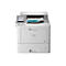 Ein weißer Drucker von Brother mit farbigem Touchscreen, Papierauswurf und einem Ausdruck.