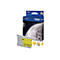 Gelbe Brother Tintenpatrone LC1000Y vor Verpackung mit Mondlandschaft. Aufdruck: Brother, LC1000Y, A4, 400 Seiten.
