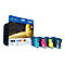 Brother LC1100 Tintenpatronen-Set in Cyan, Magenta, Gelb und Schwarz vor der Produktverpackung.
