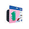 Brother Tintenpatronen-Verpackung mit grünen Tassen-Motiven und Text. Farben: Cyan, Magenta, Gelb, Schwarz.