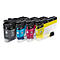 Vier Brother Druckerpatronen: Schwarz, Cyan, Magenta und Gelb. Jede Patrone ist mit dem Modell LC426 beschriftet.