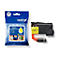 Gelbe Brother Tintenpatrone LC521Y neben der Originalverpackung. Aufdrucke: 'LC521Y' und 'brother'.