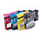 Reihe von Tintenpatronen in Magenta, Cyan, Gelb und Schwarz, mit Etiketten "Brother LC527".