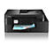 Schwarzer Brother MFC-J4350DW Multifunktionsdrucker mit Bedienfeld und ausgedrucktem Blatt Papier.