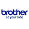 Blaues Firmenlogo der Marke Brother mit dem Slogan at your side auf weißem Hintergrund.