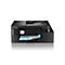 Schwarzer Brother MFC-J4350DW Multifunktionsdrucker mit Display, Tastenfeld und ausgedrucktem Blatt Papier.
