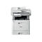 Grauer Drucker mit aufgeklapptem Deckel und Touchscreen-Display. Das Brother-Logo ist sichtbar.