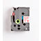 Gray label tape holder with white label field and green and red accents. Label: WHITE, 24 mm, 0.94".