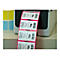 Etikettendrucker druckt Etiketten mit Produktinformationen: 'CHELSEA FABRICS, Macrame Throw, 100% COTTON, $59'.