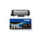Ein grauer Brother-Toner TN2510XXL, daneben die blaue Verpackung mit Produktinformationen.