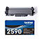 Brother Toner TN2590 in grauer Kunststoffkartusche mit der zugehörigen blauen Verpackung.