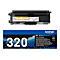 Eine schwarze Brother Toner-Kartusche mit der Aufschrift TN320BK und dem Brother Logo.