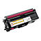 Nahaufnahme einer schwarzen Brother-Toner-Patrone mit rosa Walze und Warnhinweisen.