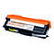 Ein neuer Brother TN-320Y Toner, orangefarbener Deckel, schwarzes Gehäuse, Aufkleber mit Warnhinweisen.