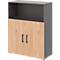 Bürokommode TEMPIO, aus Holz, 2 Türen, 2 Schubkästen, 3 OH, B 800 x T 340 x H 1070 mm, anthrazit/Hickory Eiche