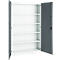 Büroschrank, 5 OH, abschließbar, mit aufliegenden Türen, B 1200 mm, Basaltgrau/Verkehrsweiß