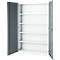 Büroschrank, 5 OH, abschließbar, mit aufliegenden Türen, B 1200 mm, Basaltgrau/Verkehrsweiß