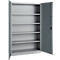 Büroschrank, 5 OH, abschließbar, mit aufliegenden Türen, B 1200 mm, Basaltgrau/Weißalu