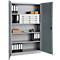 Büroschrank, 5 OH, abschließbar, mit aufliegenden Türen, B 1200 mm, Basaltgrau/Weißalu