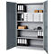 Büroschrank, 5 OH, abschließbar, mit aufliegenden Türen, B 1200 mm, Basaltgrau/Weißalu