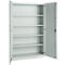 Büroschrank, 5 OH, abschließbar, mit aufliegenden Türen, B 1200 mm, Lichtgrau